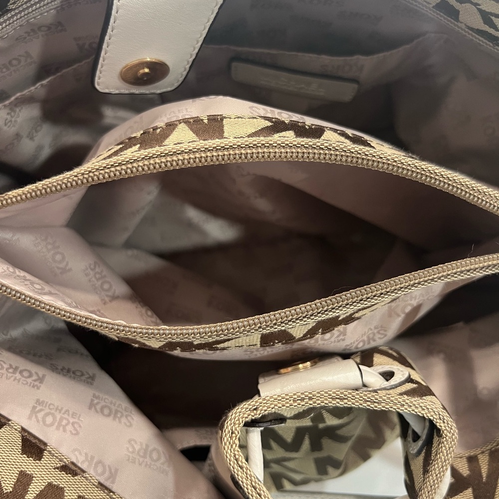 MICHAEL KORS Ludlow Shoulder Bag Signature Jacquard and Leather new with tags - Picture 11 of 16